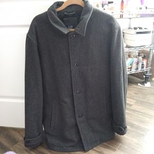 Gap $229 Wool Blend Gray Midi Peacoat sz Large